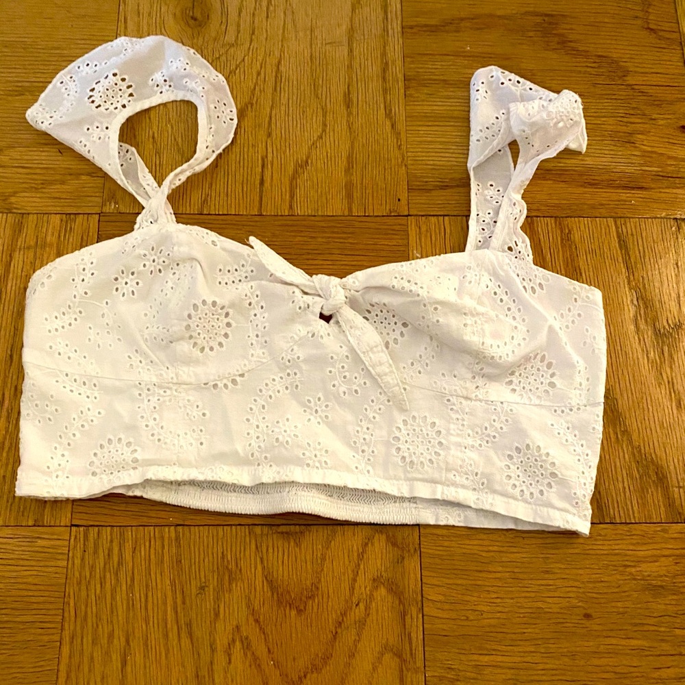 White lace crop top